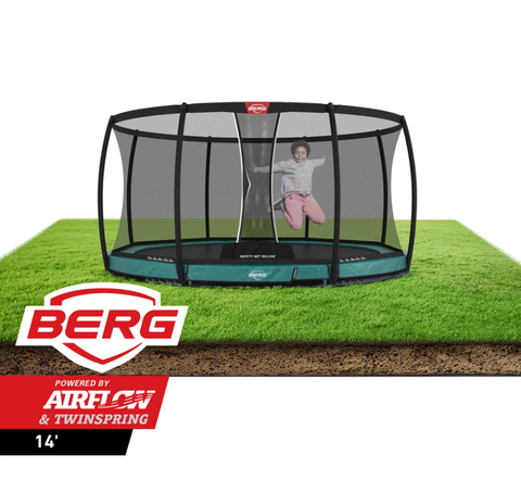 BERG Champion 14' Round Lo-ground Trampoline with Safety Enclosure