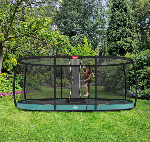 BERG Grand Champion 17' Oval Lo-Ground Trampoline with Enclosure